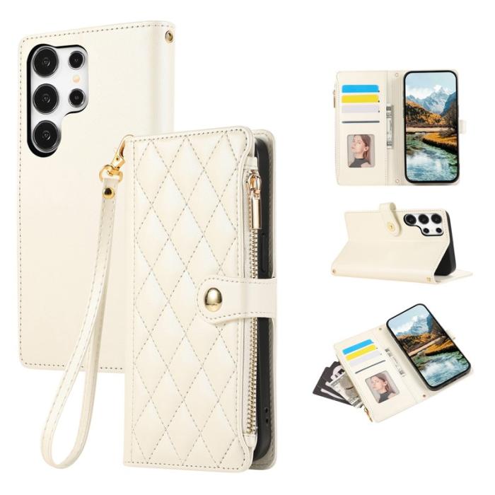 OEM - Mobilfodral för Samsung Galaxy S26 Ultra Konstläder Fickor - Beige