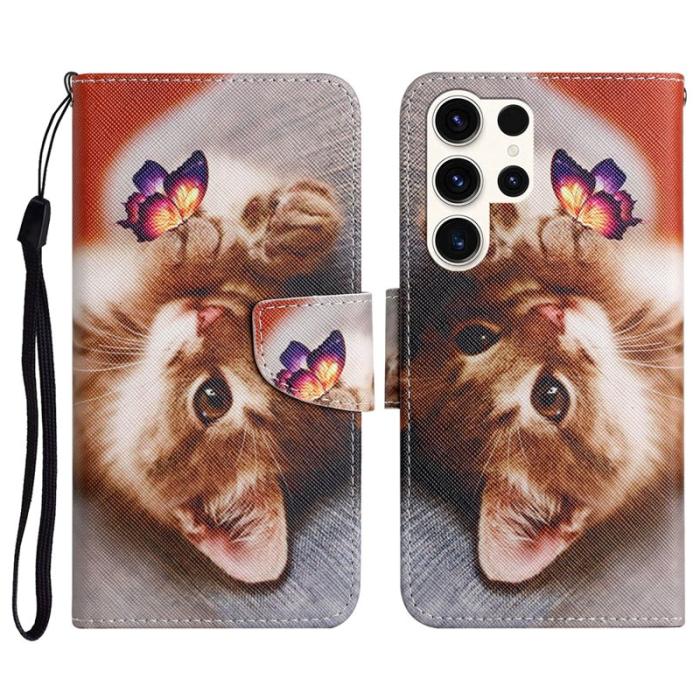 OEM - Mobilfodral för Samsung Galaxy S26 Ultra Konstläder - Fjäril Katt
