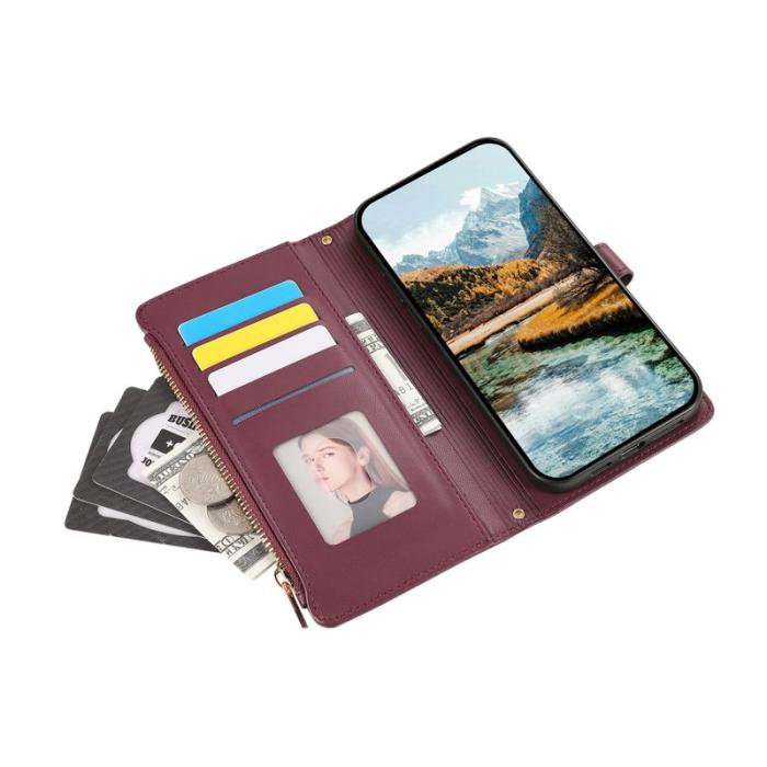 OEM - Mobilfodral för Samsung Galaxy S26 Ultra Konstläder Flera kort - Vinröd