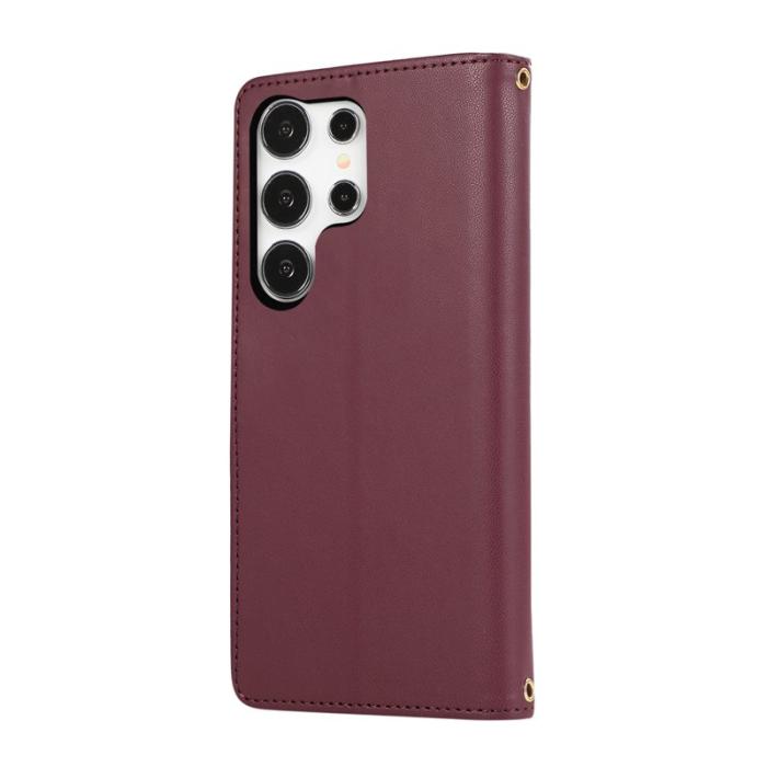 OEM - Mobilfodral för Samsung Galaxy S26 Ultra Konstläder Flera kort - Vinröd