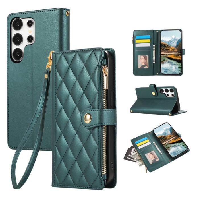 OEM - Mobilfodral för Samsung Galaxy S26 Ultra Konstläder Flera kortfack - Grön