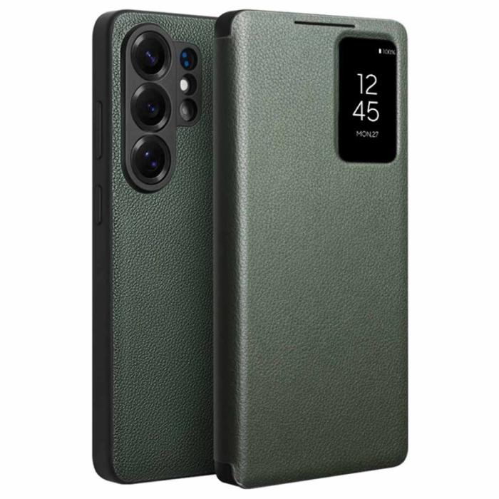 QIALINO - Qialino Mobilfodral för Samsung Galaxy S26 Ultra Äkta läder Flip - Grön