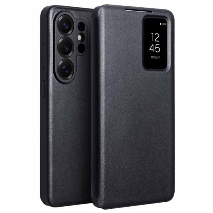 QIALINO - Qialino Mobilfodral för Samsung Galaxy S26 Ultra Äkta läder Flip - Svart