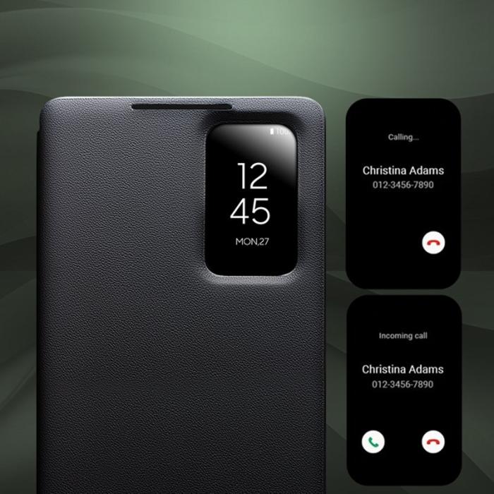 QIALINO - Qialino Mobilfodral för Samsung Galaxy S26 Ultra Äkta läder Flip - Svart