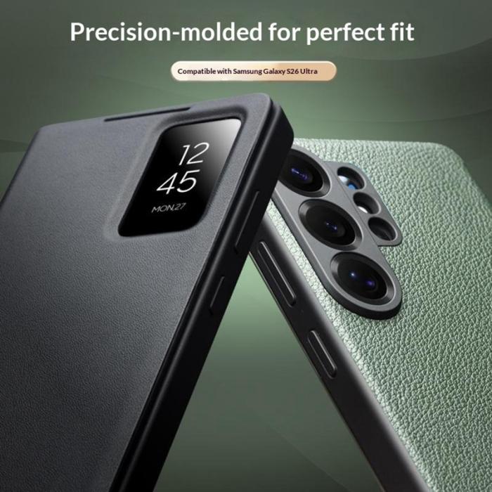 QIALINO - Qialino Mobilfodral för Samsung Galaxy S26 Ultra Äkta läder Flip - Svart