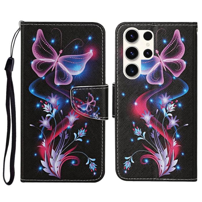 OEM - Mobilfodral för Samsung Galaxy S26 Ultra Konstläder - Glödande fjäril