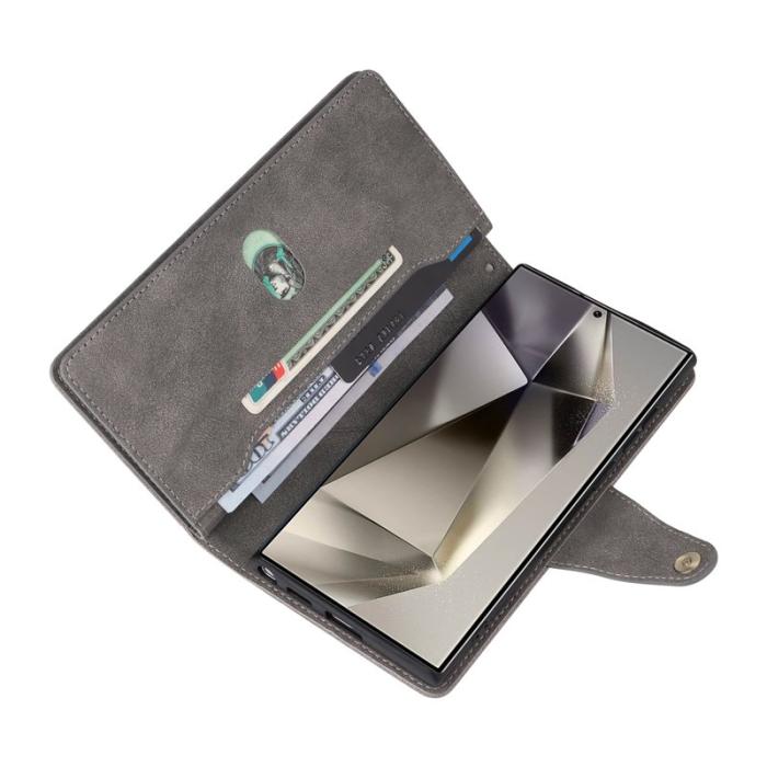 LC.imeeke - LC.IMEEKE Plånboksfodral för Samsung Galaxy S26 Ultra Äkta läder - Grå