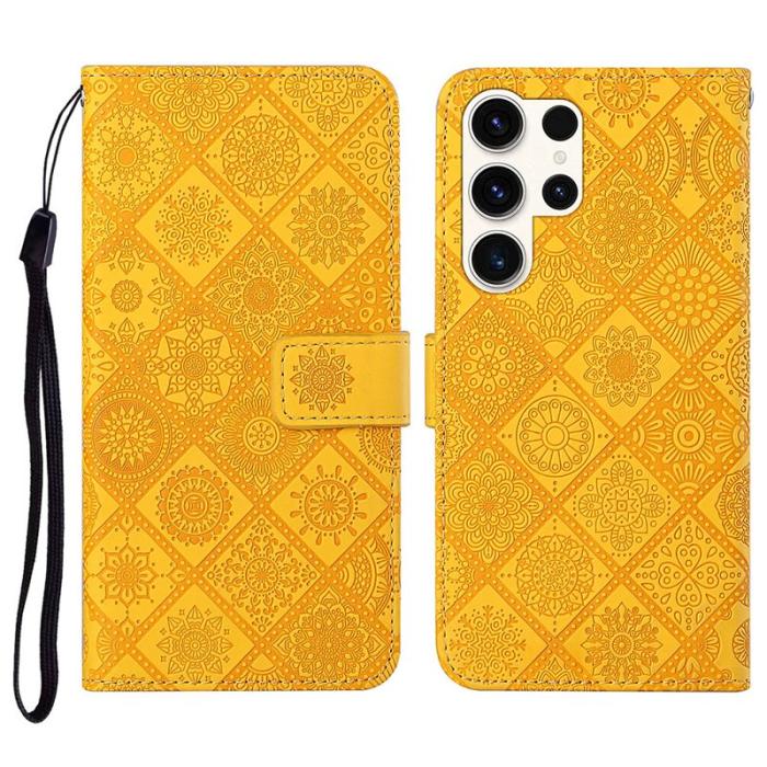 LC.imeeke - LC.IMEEKE Plånboksfodral för Samsung Galaxy S26 Ultra Äkta läder - Gul