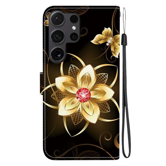OEM - Plånboksfodral för Samsung Galaxy S26 Ultra Konstläder - Guldblomma