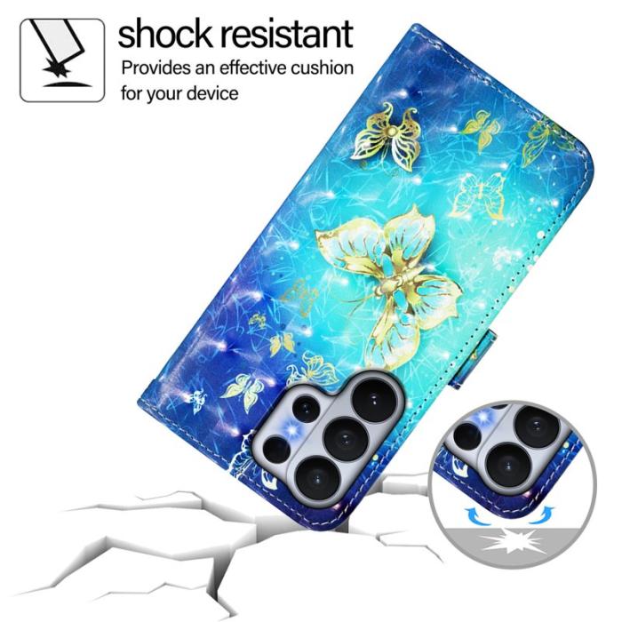 OEM - Plånboksfodral för Samsung Galaxy S26 Ultra Konstläder - Guldfjärilar