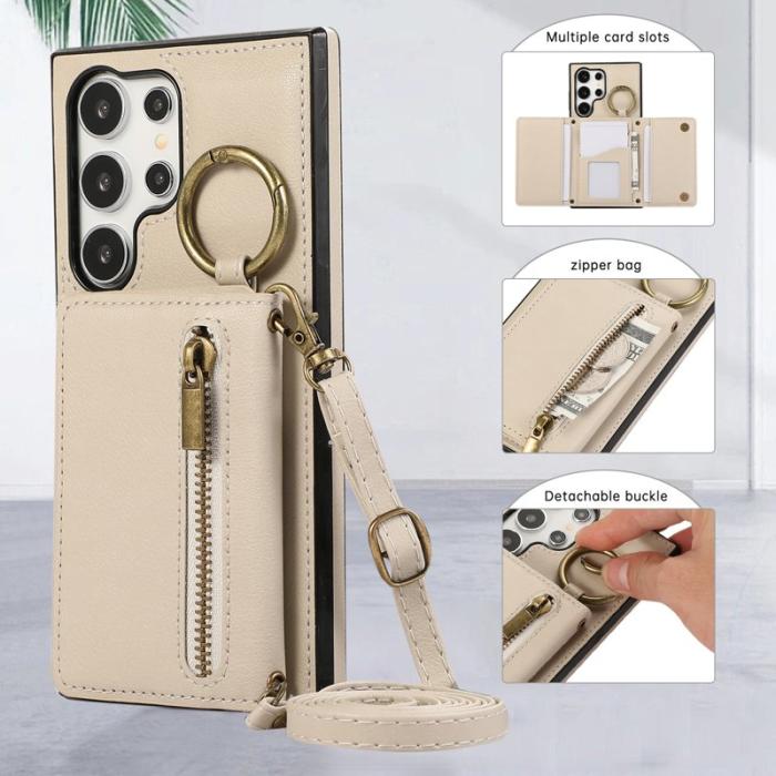 OEM - Plånboksfodral för Samsung Galaxy S26 Ultra Konstläder Kickstand - Beige