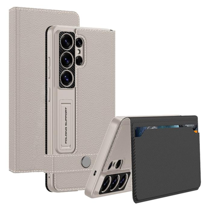 GKK - GKK Mobilfodral för Samsung Galaxy S26 Ultra Konstläder Kickstand - Grå