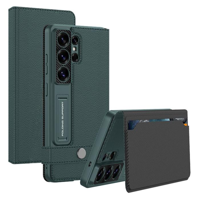 GKK - GKK Mobilfodral för Samsung Galaxy S26 Ultra Konstläder Kickstand - Grön
