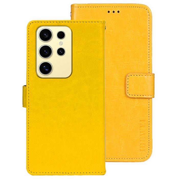 IDEWEI - IDEWEI Mobilfodral för Samsung Galaxy S26 Ultra Äkta läder Kickstand - Gul