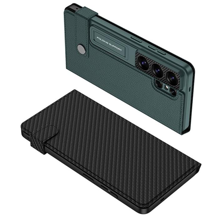 GKK - GKK Mobilfodral för Samsung Galaxy S26 Ultra Konstläder Kickstand - Kolfiber