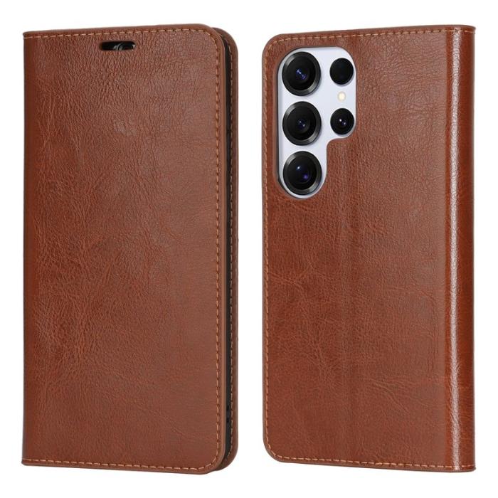 OEM - Plånboksfodral för Samsung Galaxy S26 Ultra Äkta läder - Ljusbrun