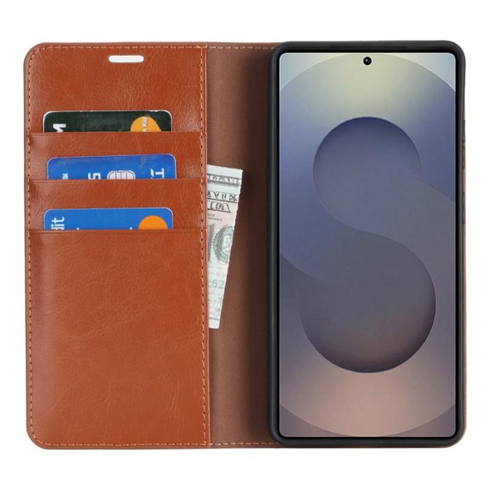 OEM - Plånboksfodral för Samsung Galaxy S26 Ultra Äkta läder - Ljusbrun