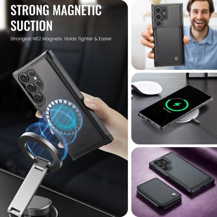 JEEHOOD - JEEHOOD Mobilfodral för Samsung Galaxy S26 Ultra Konstläder Magnetisk - Svart