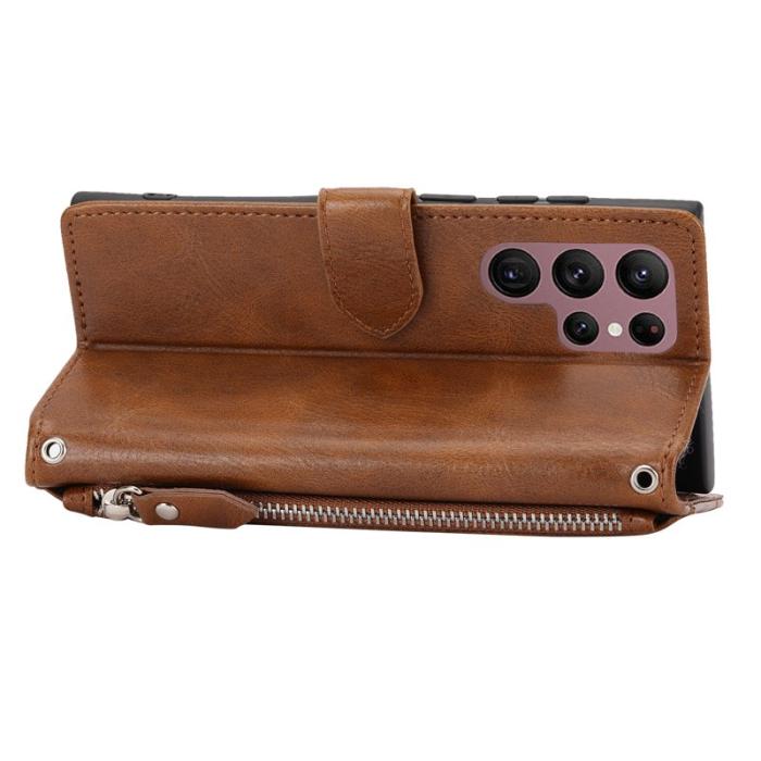OEM - Mobilfodral för Samsung Galaxy S26 Ultra Konstläder med axelrem - Brun