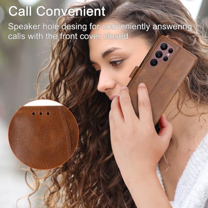 OEM - Mobilfodral för Samsung Galaxy S26 Ultra Konstläder med axelrem - Brun