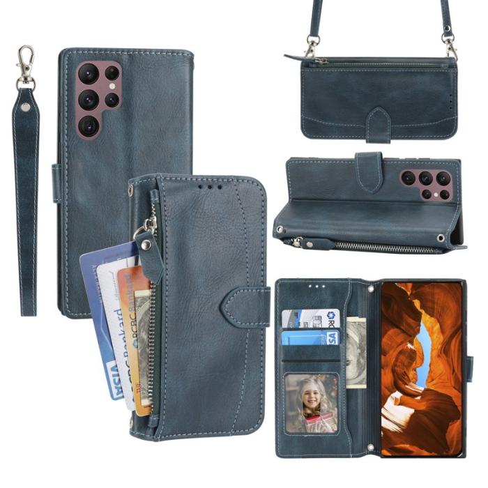 OEM - Mobilfodral för Samsung Galaxy S26 Ultra Konstläder med axelrem - Svartgrön