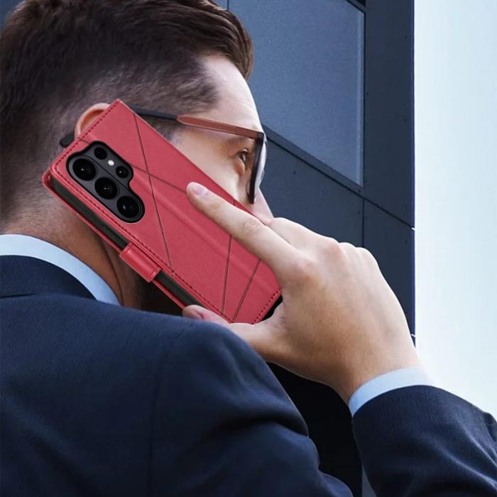 OEM - Plånboksfodral för Samsung Galaxy S26 Ultra Konstläder med handledsrem - Röd