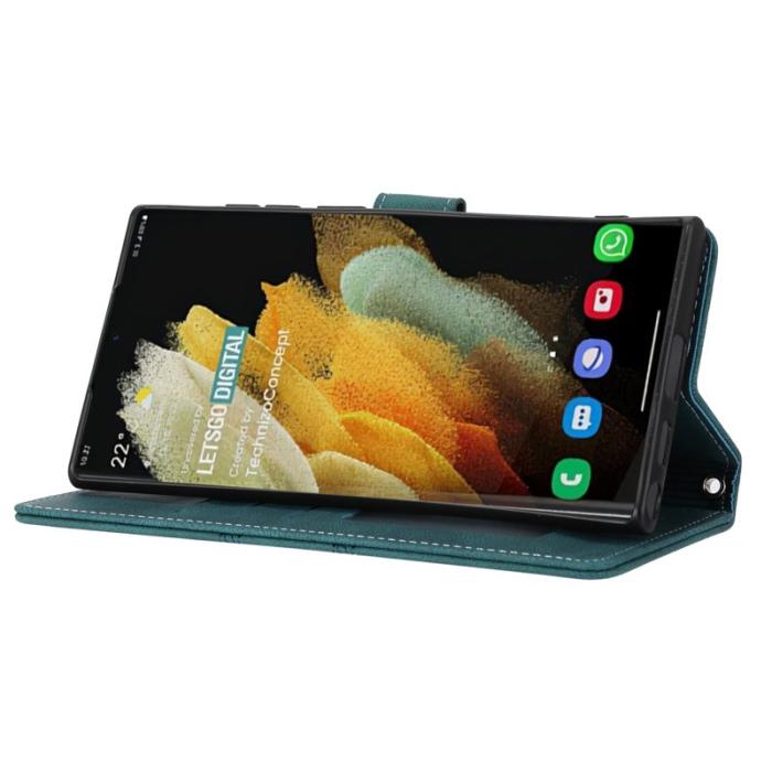 OEM - Plånboksfodral för Samsung Galaxy S26 Ultra Konstläder med handledsrem Svartgrön