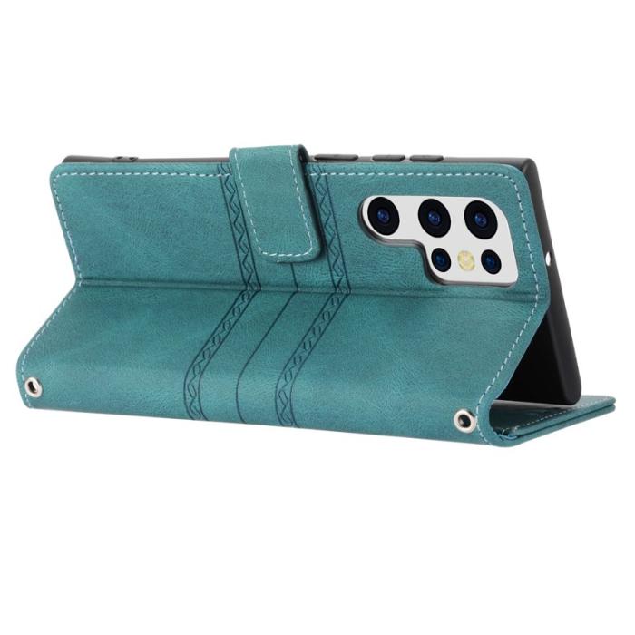 OEM - Plånboksfodral för Samsung Galaxy S26 Ultra Konstläder med handledsrem Svartgrön