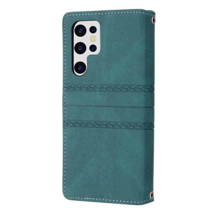 OEM - Plånboksfodral för Samsung Galaxy S26 Ultra Konstläder med handledsrem Svartgrön