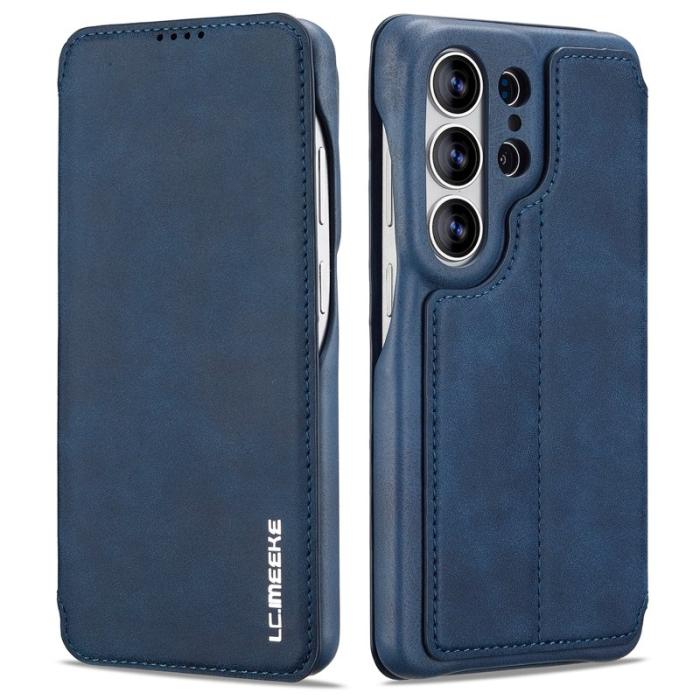 LC.imeeke - LC.IMEEKE Mobilfodral för Samsung Galaxy S26 Ultra Konstläder med kortfack - Blå