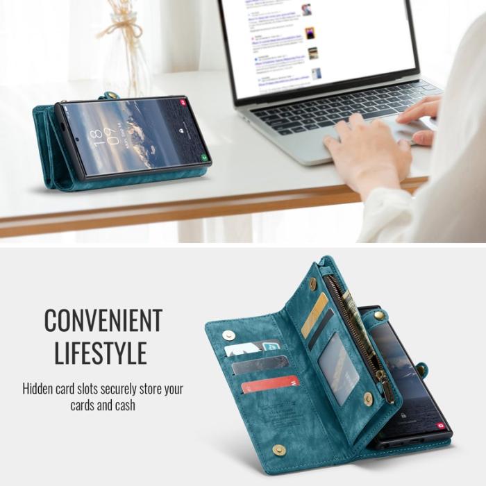 Caseme - CaseMe Plånboksfodral för Samsung Galaxy S26 Ultra Konstläder med rem - Blå