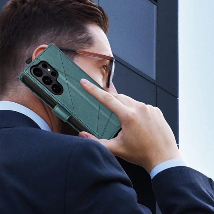 OEM - Plånboksfodral för Samsung Galaxy S26 Ultra Konstläder med rem - Grön