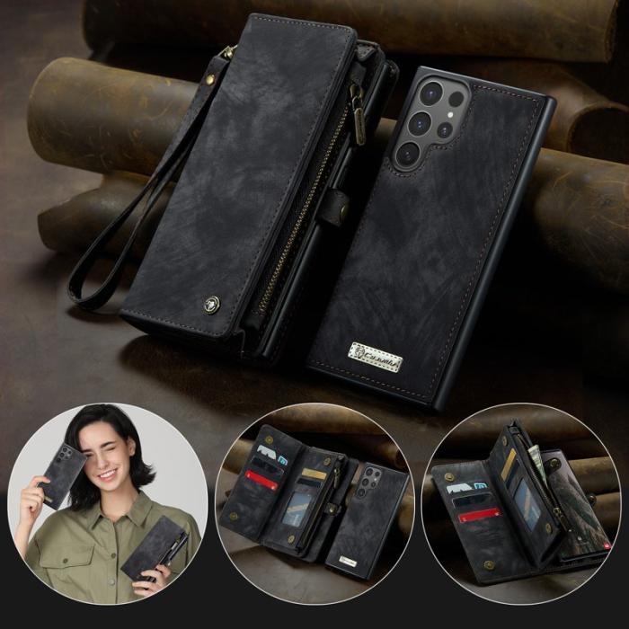 Caseme - CaseMe Plånboksfodral för Samsung Galaxy S26 Ultra Konstläder med rem - Svart