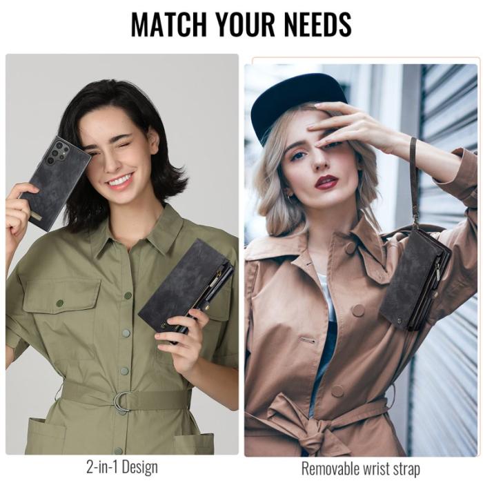 Caseme - CaseMe Plånboksfodral för Samsung Galaxy S26 Ultra Konstläder med rem - Svart