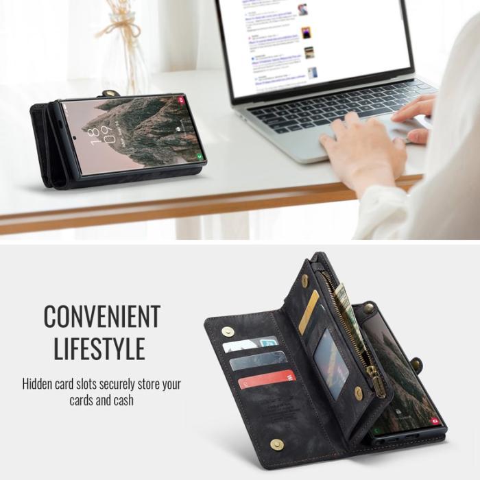Caseme - CaseMe Plånboksfodral för Samsung Galaxy S26 Ultra Konstläder med rem - Svart