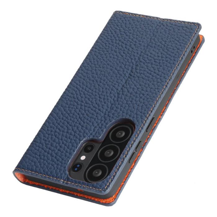 OEM - Plånboksfodral för Samsung Galaxy S26 Ultra Äkta läder - Mörkblå