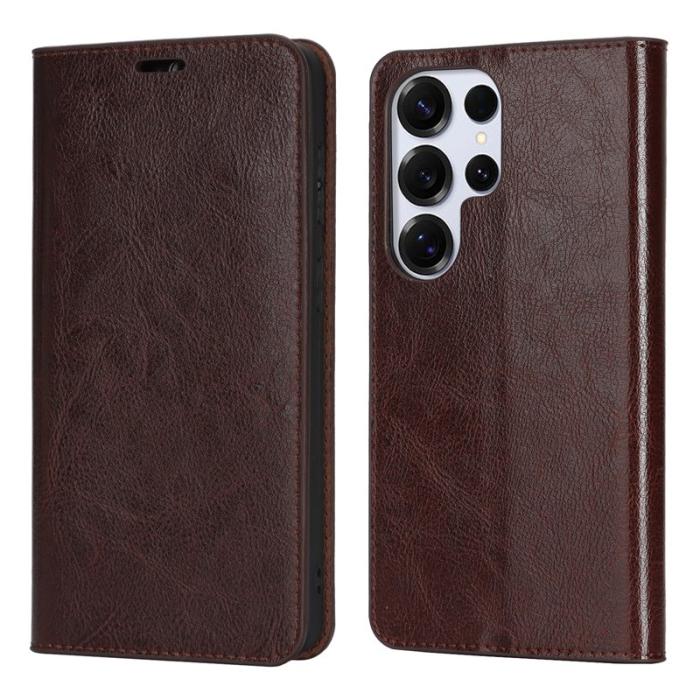 OEM - Plånboksfodral för Samsung Galaxy S26 Ultra Äkta läder - Mörkbrun