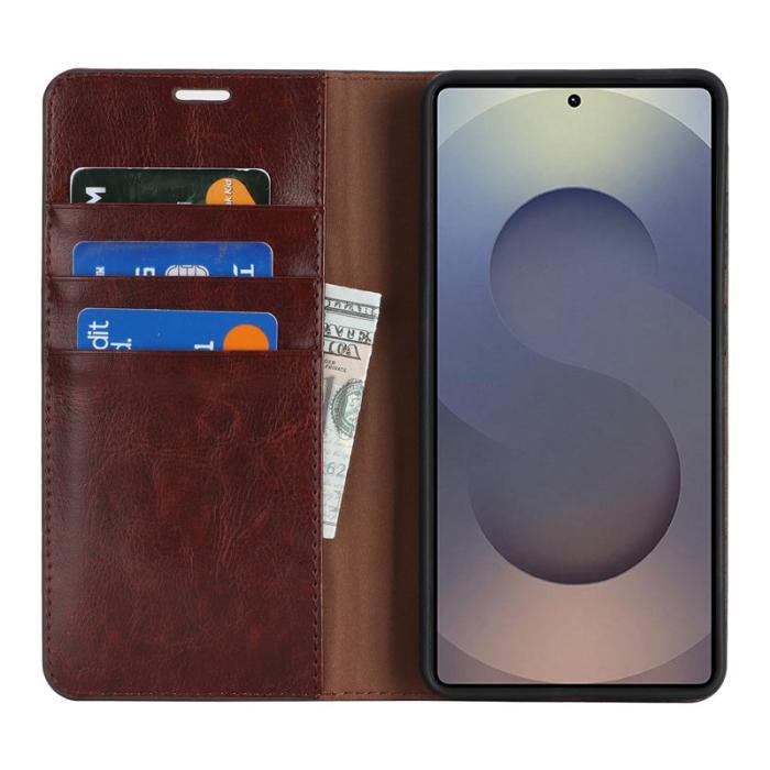OEM - Plånboksfodral för Samsung Galaxy S26 Ultra Äkta läder - Mörkbrun
