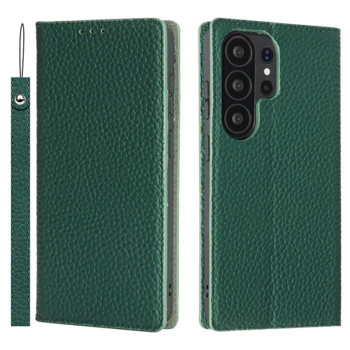 OEM - Plånboksfodral för Samsung Galaxy S26 Ultra Äkta läder - Mörkgrön