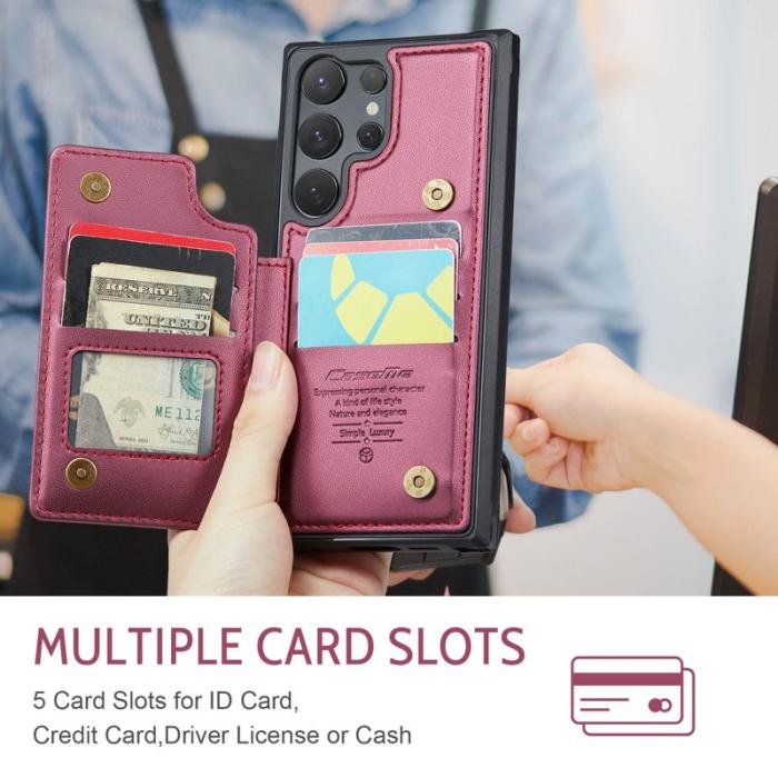 Caseme - CaseMe Mobilfodral för Samsung Galaxy S26 Ultra Konstläder RFID 5 kort - Röd