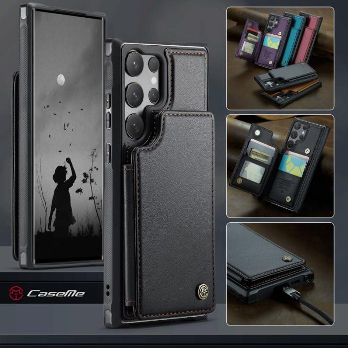 Caseme - CaseMe Mobilfodral för Samsung Galaxy S26 Ultra Konstläder RFID 5 kort - Svart