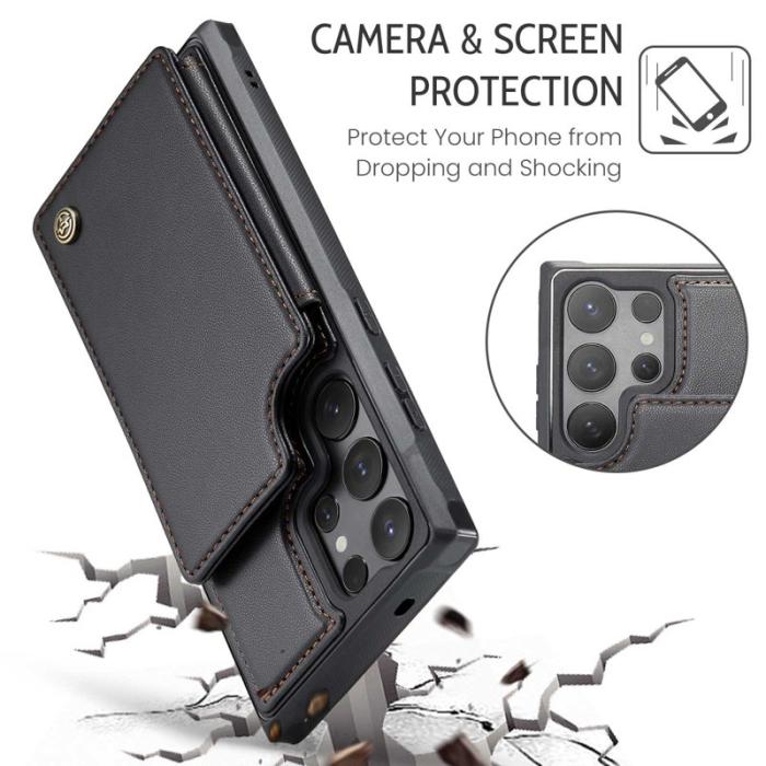 Caseme - CaseMe Mobilfodral för Samsung Galaxy S26 Ultra Konstläder RFID 5 kort - Svart