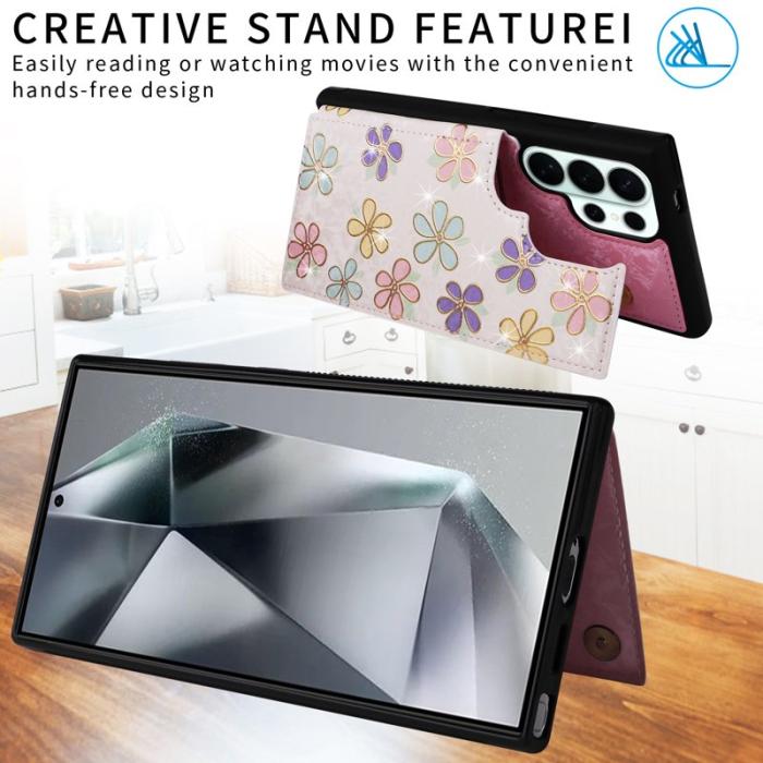 OEM - Mobilfodral för Samsung Galaxy S26 Ultra Konstläder RFID - Blommor