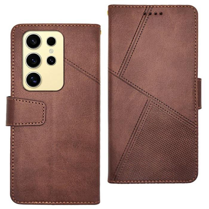 IDEWEI - IDEWEI Plånboksfodral för Samsung Galaxy S26 Ultra Äkta läder Ställ - Kaffe