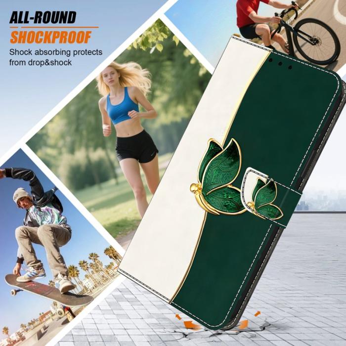 OEM - Plånboksfodral för Samsung Galaxy S26 Ultra Konstläder Stativ - Grön Fjäril