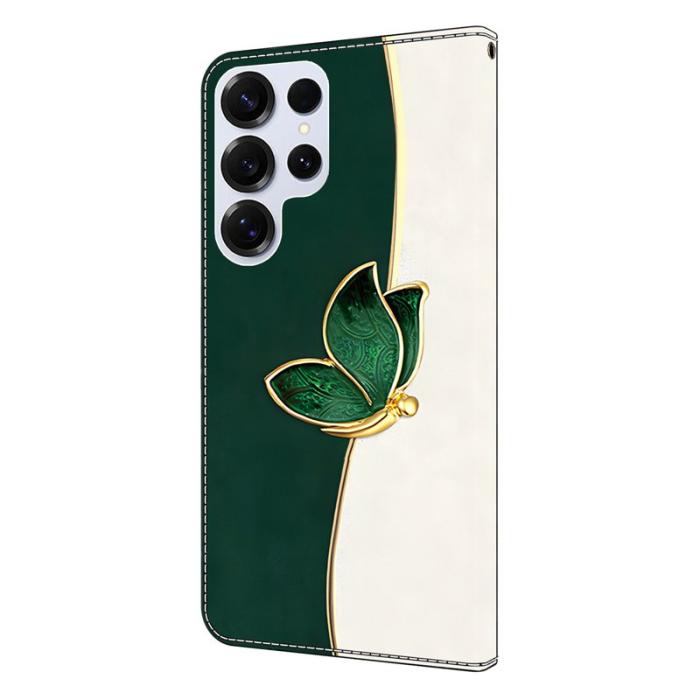 OEM - Plånboksfodral för Samsung Galaxy S26 Ultra Konstläder Stativ - Grön Fjäril