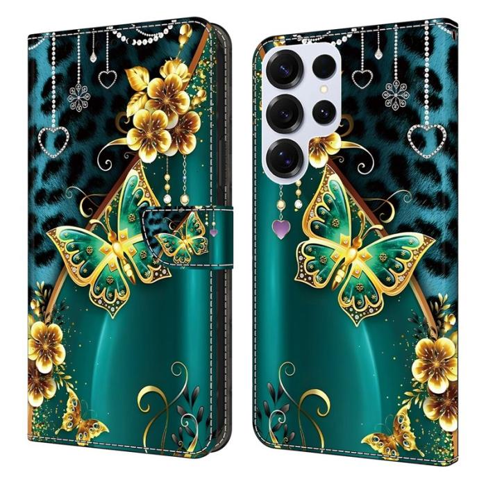 OEM - Plånboksfodral för Samsung Galaxy S26 Ultra Konstläder Stativ - Guldblomma