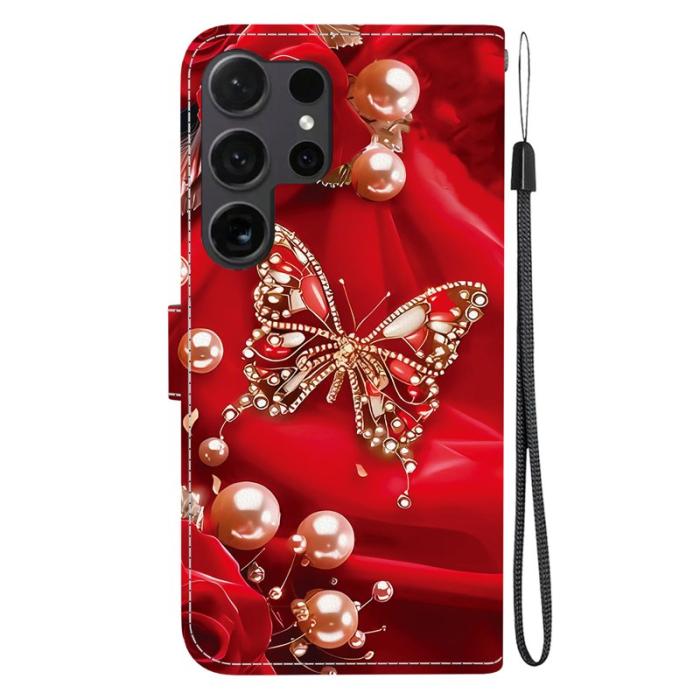 OEM - Plånboksfodral för Samsung Galaxy S26 Ultra Konstläder Stativ Pärlbutterfly Rosa