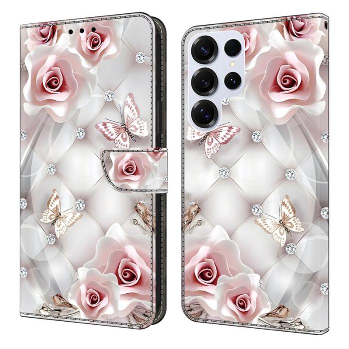 OEM - Plånboksfodral för Samsung Galaxy S26 Ultra Konstläder Stativ - Rosa Butterfly