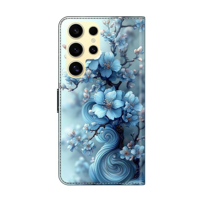 OEM - Plånboksfodral för Samsung Galaxy S26 Ultra Fällbart Ställ - Blommönster - Isblå